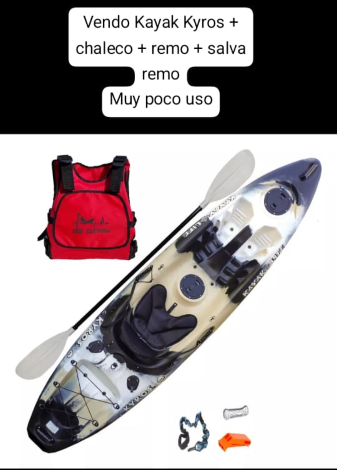 Kayak Kyros + chaleco + remo y salva remo + respaldar - Imagen principal