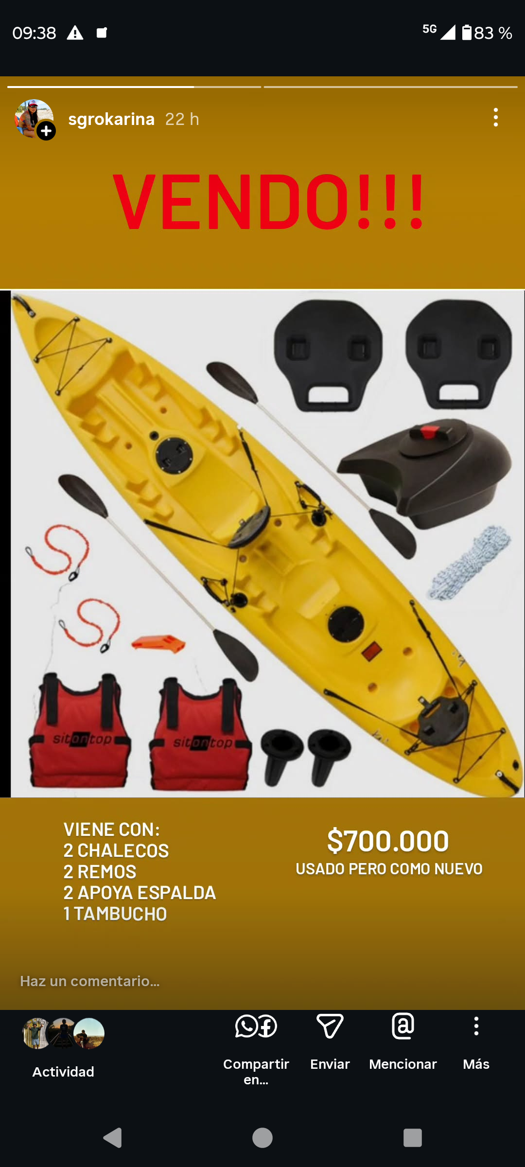 Kayak sit on top triplo - Imagen principal